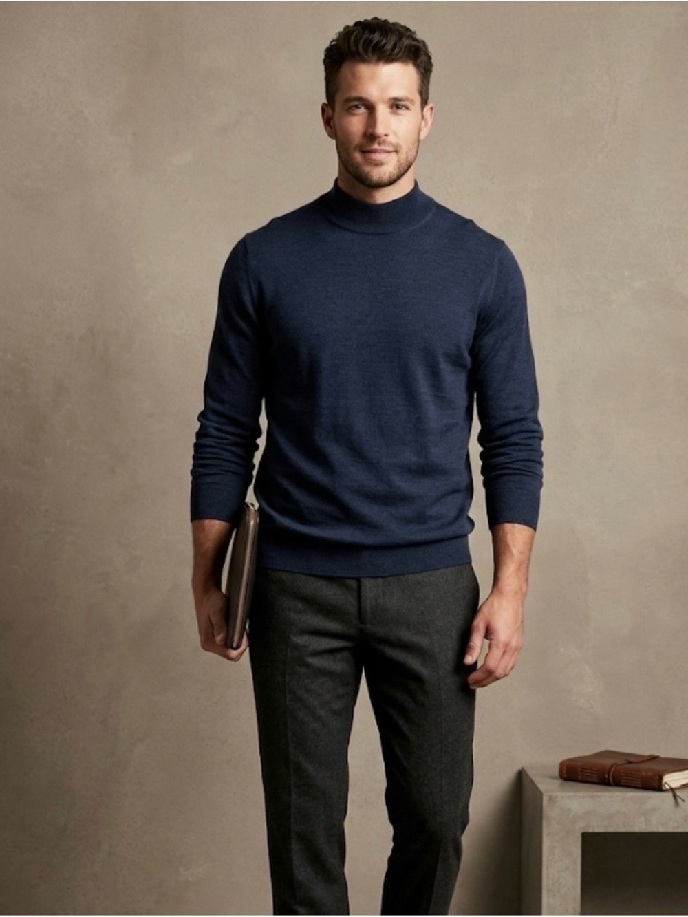 John W. Nordstrom Navy Turtleneck Sweater size XL TALL